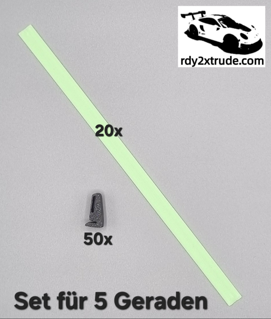 GLOW in the DARK Leitplanken kompatibel zu Carrera Hybrid System, einreihig, verschiedene Ausführungen