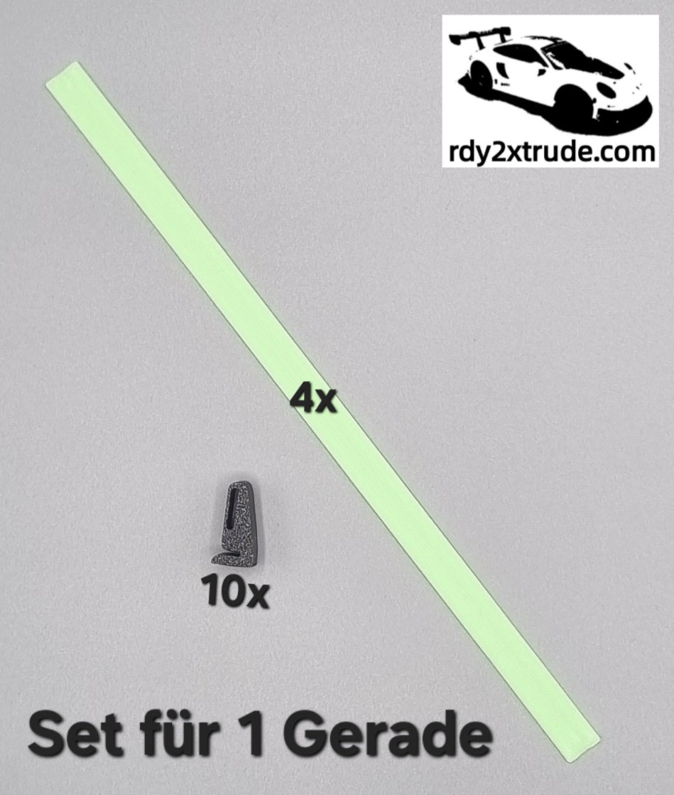 GLOW in the DARK Leitplanken kompatibel zu Carrera Hybrid System, einreihig, verschiedene Ausführungen