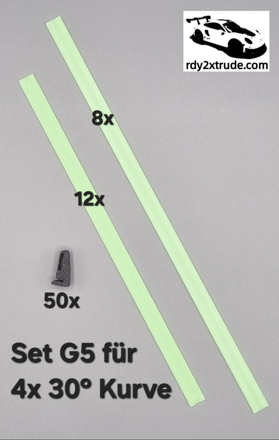 GLOW in the DARK Leitplanken kompatibel zu Carrera Hybrid System, einreihig, verschiedene Ausführungen