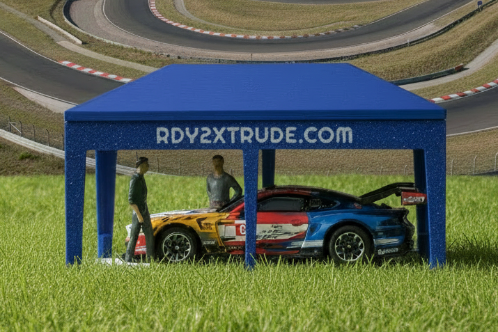 Rennpavillon Maßstab 1:50 für Carrera HYBRID, individuell beschriftbar