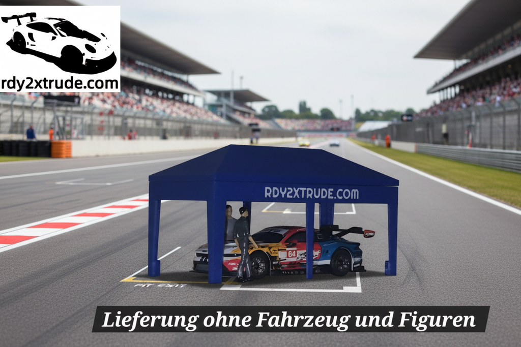Rennpavillon Maßstab 1:50 für Carrera HYBRID, individuell beschriftbar