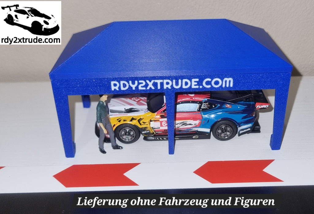 Rennpavillon Maßstab 1:50 für Carrera HYBRID, individuell beschriftbar